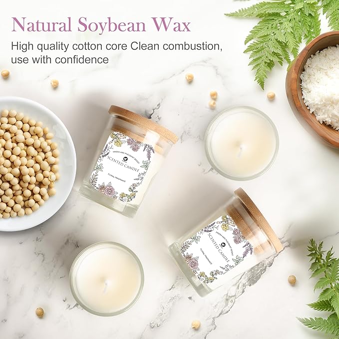 Scented Candles Set 4pcs- Rose, Lavender, Vanilla, Jasmine Fragrance, Suitable for Women, Birthday, Bath Yoga, Wedding - Bloomnest