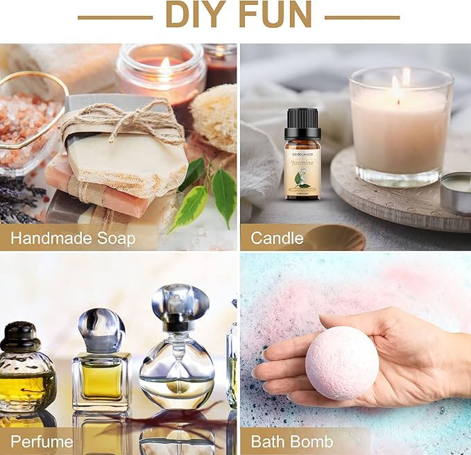 Sedbuwza Jasmine Essential Oil, Pure Organic Jasmine Fragrance Oil for Diffuser, Humidifier, Soap, Candle, Perfume Sedbuwza