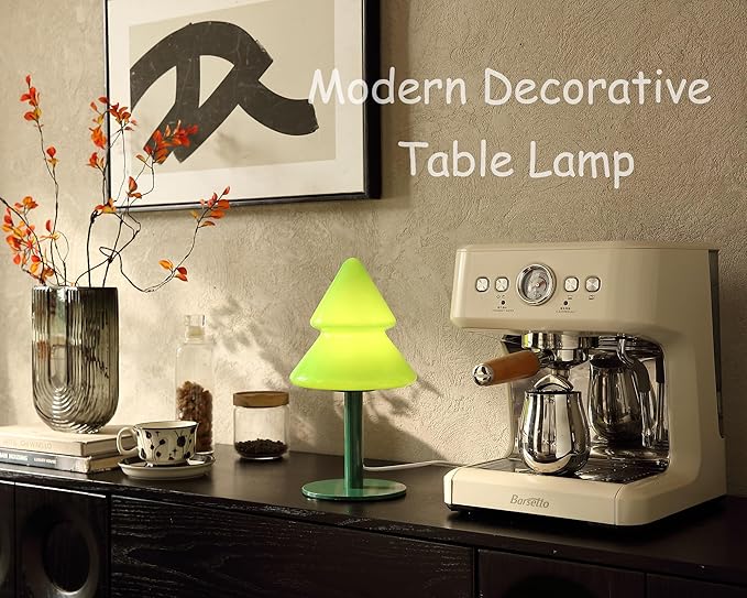Glass Table Lamp,Mid Century Modern Lamp for Bedroom,Unique Retro Kitchen Bauhaus Lamps,Vintage Mushroom Lamps for Livingroom (Green) - Bloomnest