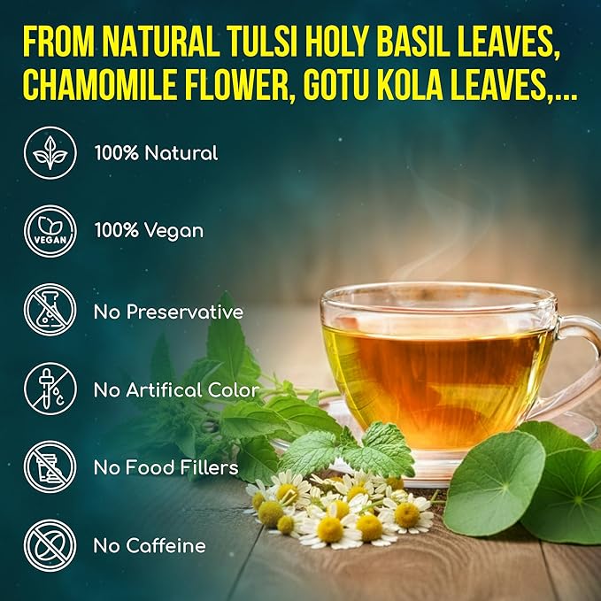 FreshDrinkUS, Tulsi Sleep Tea Bags | 135 Tea Bags | Herbal Blend with Tulsi Holy Basil, Chamomile, Gotu Kola, Ashwagandha & Peppermint | Naturally Caffeine-Free, Relaxing Evening Herbal Tea. Vegan - Bloomnest
