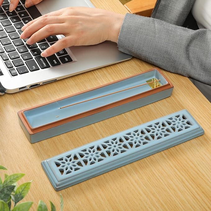 CEREMONY Incense Holder for Sticks，Ceramic Insence-Stick Holder Ash Catcher，Incense Holder Timkburner for Meditation Yoga Spa Room Decor