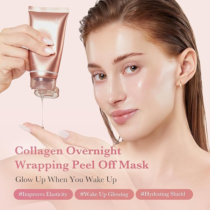 medicube Wrapping Mask Collagen Overnight Peel Off Facial Mask | Elasticity & Hydration Care, Reduces Sagging & Dullness | Hydrolyzed Collagen For Glowing Skin | Korean Skin Care, 2.53 fl.oz - Bloomnest
