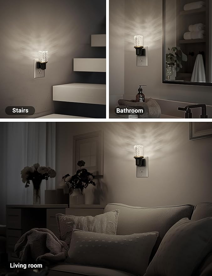 JandCase LED Night Light, Dimmable Night Lights Plug into Wall, Modern Nightlight with Auto On Off Light Sensor, 5000K Daylight White Night Light 0-100LM Brightness for Bathroom Hallway Bedroom Decor - Bloomnest