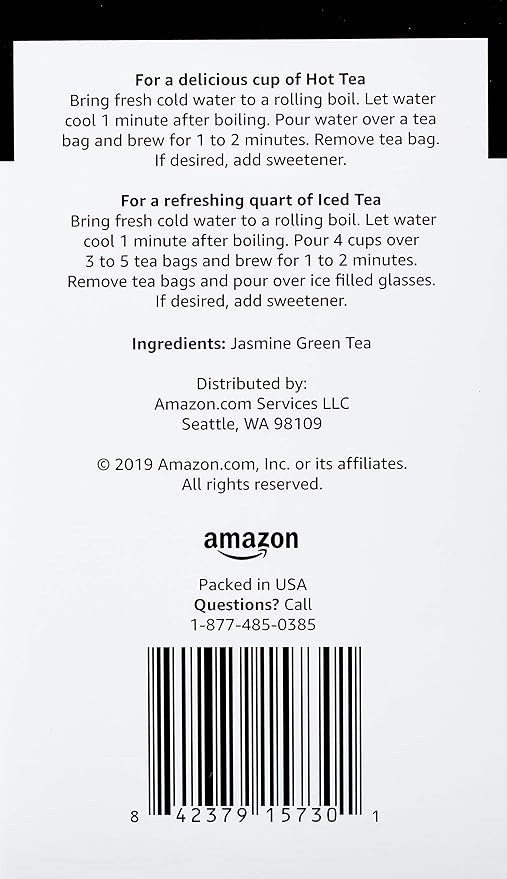 Amazon Brand, Happy Belly Jasmine Green Tea Bags, 20 Count (Pack of 2) - Bloomnest