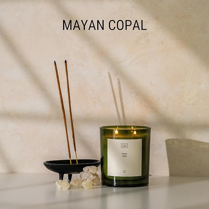 Craft & Kin 12oz Mayan Copal Christmas Scented Candles for Home | Premium Green Scented Candles for Men | Made with Natural Soy | Winter Candles Gifts for Men and Women | Nature Collection - Bloomnest
