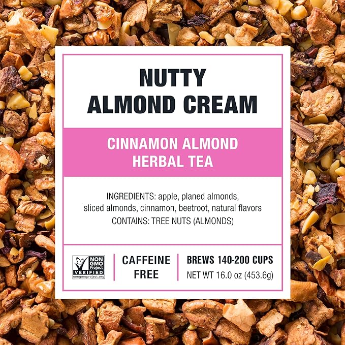 Tiesta Tea - Nutty Almond Cream, Premium Loose Leaf, Cinnamon Almond Herbal Tea Blend, Non-Caffeinated, Make Hot or Iced & Brews Up to 200 Cups, 16 Ounce Resealable Bulk Pouch - Bloomnest