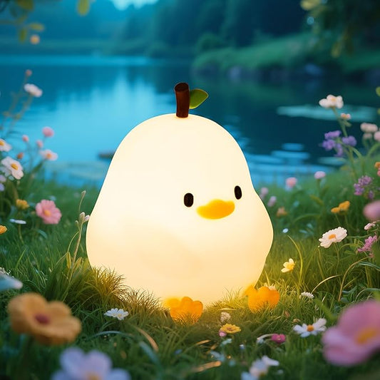 Night Light for Kids, Rechargeable Dimmable Silicone LED Nightlight with 7 Colors, Baby Nursery Night Lamp, Touch Squishy Lamp, Cute Gifts for Girls, Boys, Toddler Room Decor, White Duck - Bloomnest