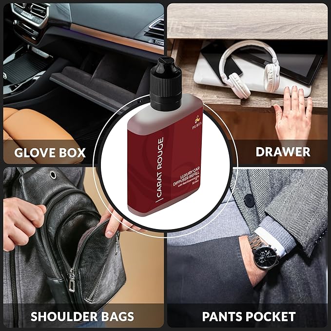 Carat Rouge Car Air Fresheners (Refill) | Affordable Fragrance for Women | 50ml Diffuser Refill with 3-Month Long-Lasting Aroma | Gift-Ready Women’s Perfume Scent by Perfa | Fresh Aroma for Daily - Bloomnest