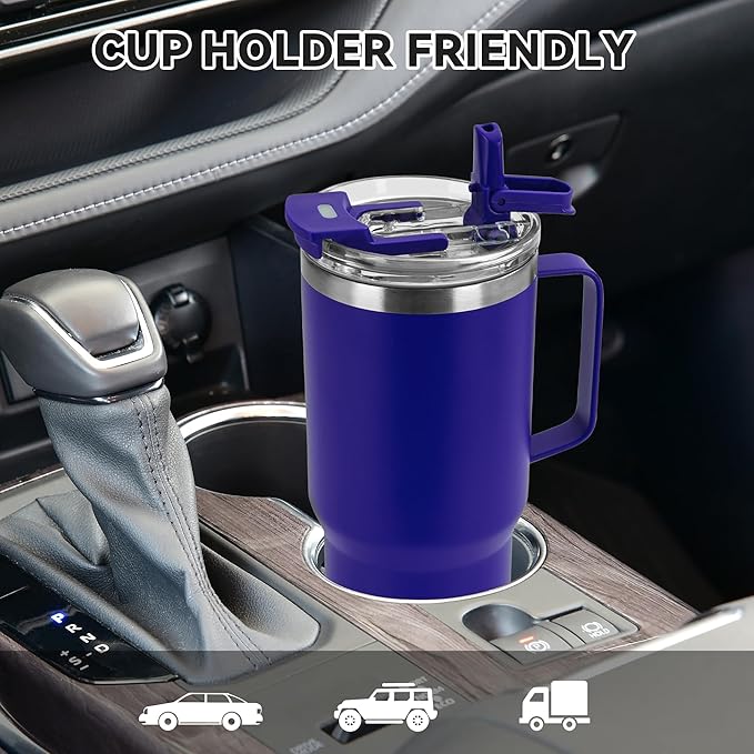 HASLE OUTFITTERS 30oz Tumbler Bulk with Handle, Insulated Travel Coffee Mug Set with Handle Leak-Proof Double Wall Stainless Steel Vacuum Tumblers Pack Metal Cup for Hot and Cold Drink - Bloomnest