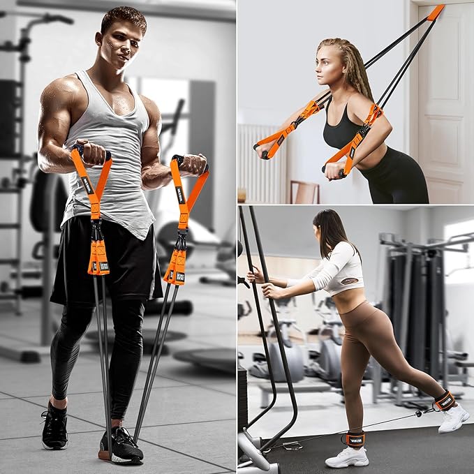 Heavy Resistance Bands for Working Out, 300lbs/360lb/420lb Exercise Bands Workout Bands with Handles, Door Anchor, Ankle Straps, Home Gym Workout Equipment for Men Fitness Strength Training Stretching - Bloomnest