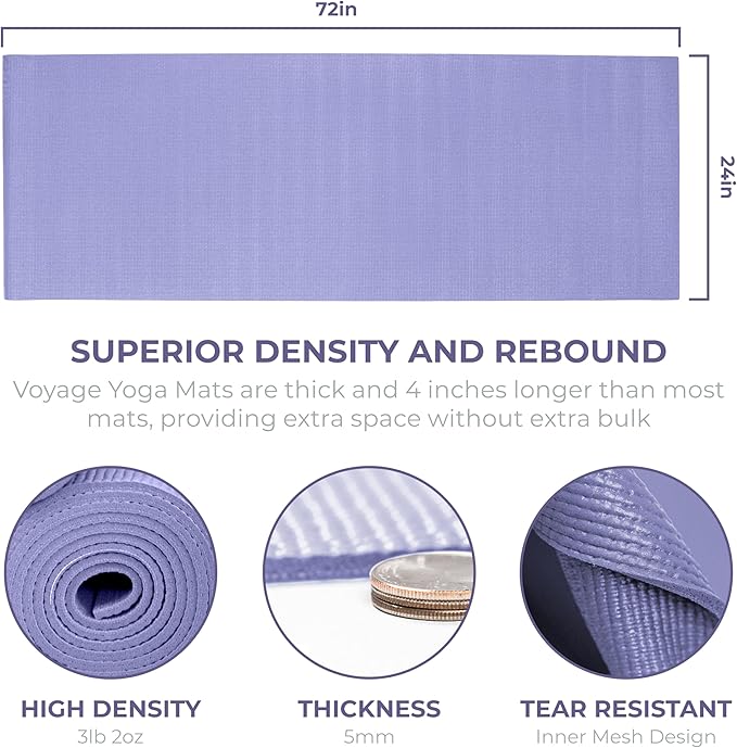 Sunshine Yoga Voyage Yoga Mat, 10 Pack, 72" x 24" Professional Studio and Gym Bulk Yoga Mats, 5mm Thick, Durable, Anti-Tear, Non Slip Fitness and Exercise Mats - Bloomnest