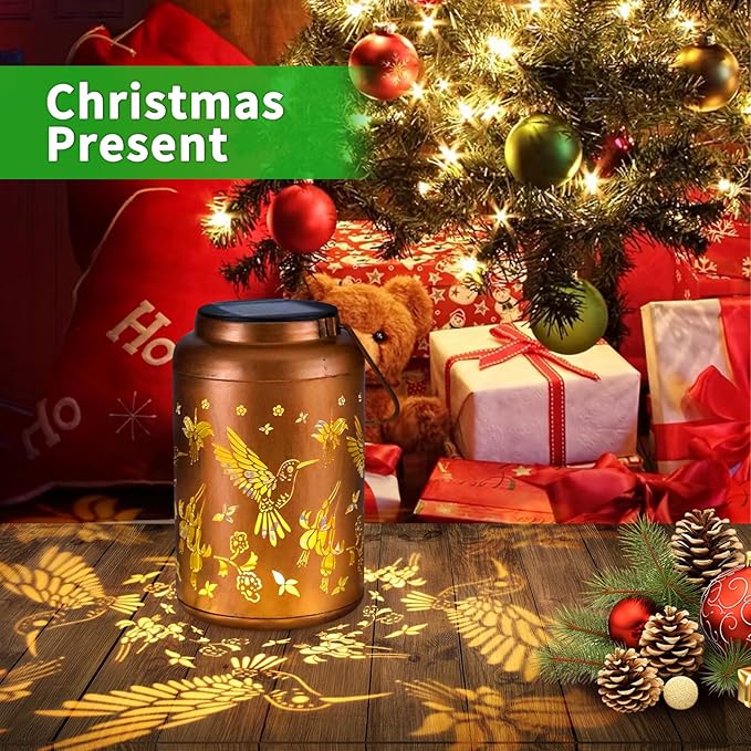 Hummingbird Solar Lanterns Outdoor Waterproof Hanging Solar Lights Metal Decor Lantern LED Light Christmas Decorative for Garden,Patio,Yard,Lawn,Backyard,Front,Porch as Gifts for Women Men - Bloomnest