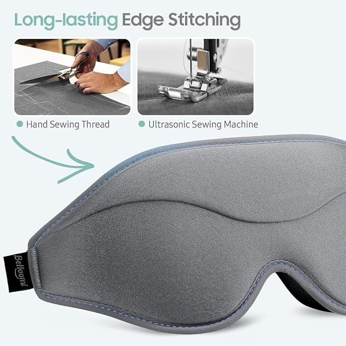 Sleep Mask, Premium Eye Mask for Sleeping, Completely Blackout, Superior Soft Comfort, Upgraded 3D Ergonomic Designed Sleeping Mask for Home, Office, Travel, Meditation, Yoga, Grey - Bloomnest