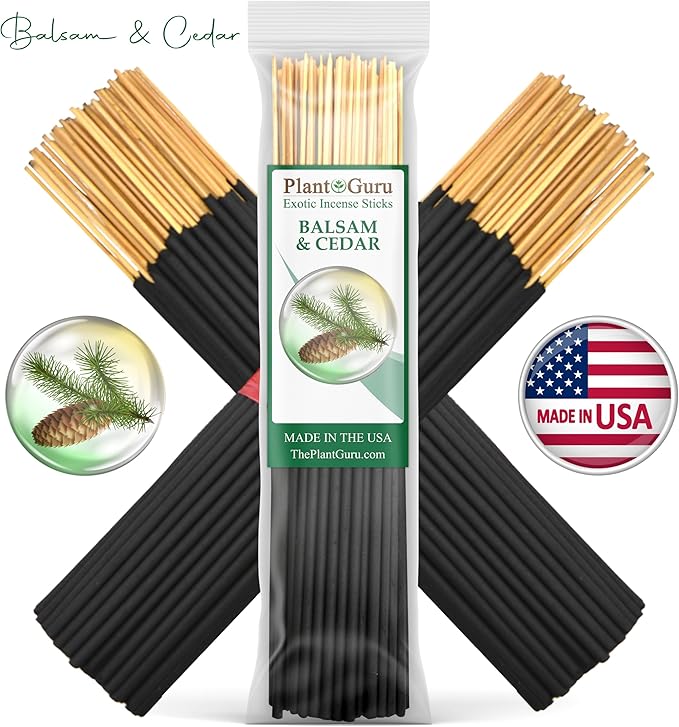 Earth and Wood Incense Sticks Variety Set Bulk 500 Pack Sampler 7" Sticks - 5 Bundles of 100 Sticks Per Bundle. Frankincense and Myrrh, Balsam and Cedar, Palo Santo, Patchouli, Sandalwood. PlantGuru