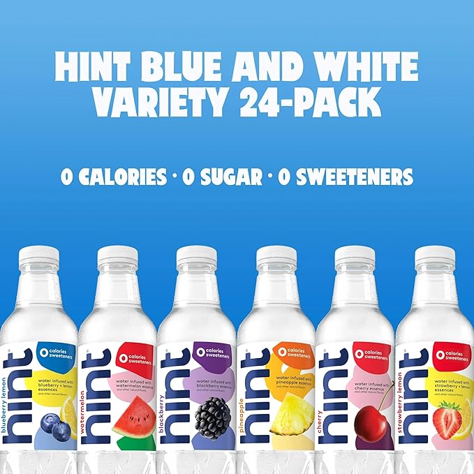 Hint Bottled Water, Best Sellers Variety Pack Bundle - Purified Flavored Water with Zero Calories, Sugar Free, Natural Flavors - 16 Fl Oz (Pack of 24) - Bloomnest