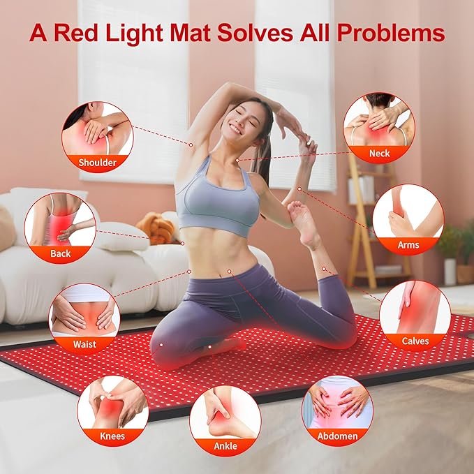 Full Body Red Light Therapy Mat, Large Size Red Light Therapy for Body 660 & 850nm Dual Wavelength Red Light Blanket, Birthday Christmas Gifts for Women Men Mom Dad Father Lover Active Black