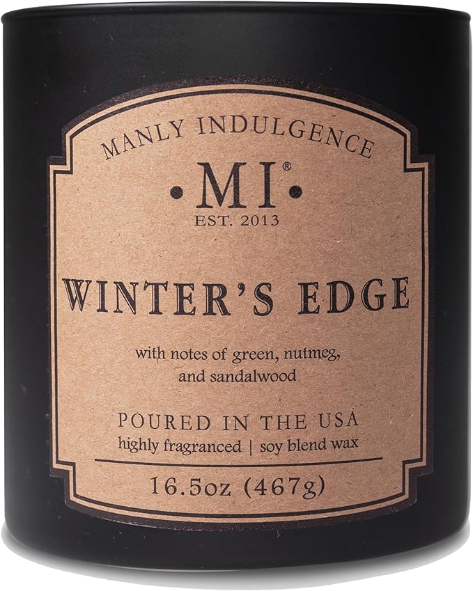 Manly Indulgence Winters Edge Scented Candles for Men, 2 Wick, 16.5 oz Premium Soy Blend Wax, 60H Burn, Candles for Home Scented - Made in The USA - Bloomnest