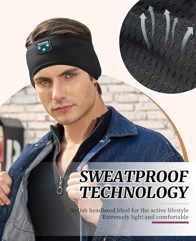 Sleep Headphones for Sleeping, Bluetooth Wireless Sports Headband, Cozy Lightweight Headband Headphones Hi-Fi Stereo Ergonomic ASMR Sleep Headphone Cool Gadget Gift for Women Men - Bloomnest