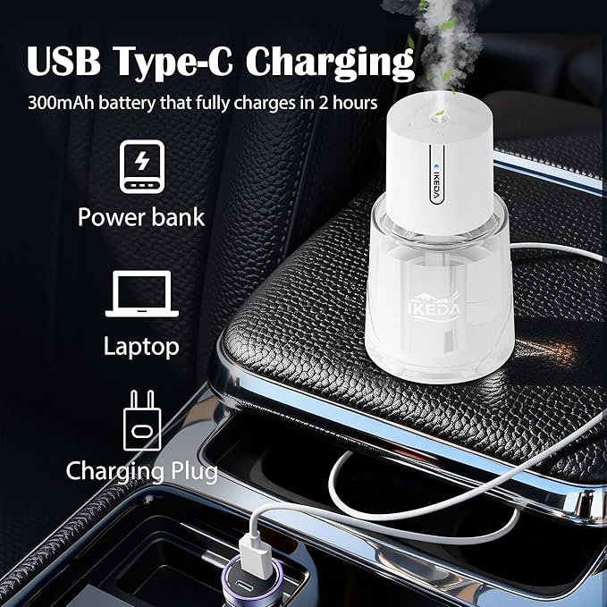 Ikeda Fragrance Smart Car Air Freshener,100ml Essential Oil Mist Aroma Machine, 3 Mode Mini Small Scent Spray for Truck & Car with Touch Switch, Automotive Aroma Diffuser for Gift(White, Milk-Aromas) - Bloomnest