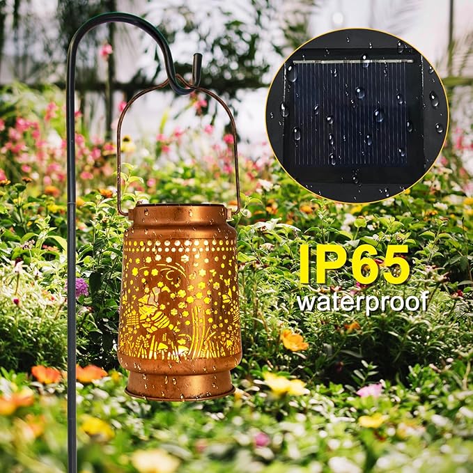 Solar Lanterns Outdoor Garden Decor, Gifts for Women, Mom, Grandma, Birthday, Thanksgiving, Decorative Waterproof Hanging Metal LED Light for Yard, Patio, Lawn, Landscape, Backyard (Gnomes) - Bloomnest