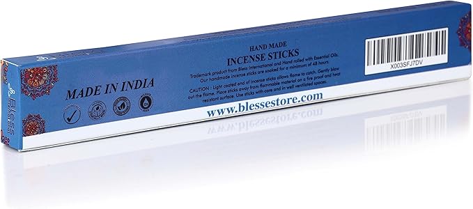 Bless-Ocean-Salt 100%-Natural-Handmade-Hand-Dipped-Incense-Sticks Organic-Chemicals-Charcoal-Free Purification-Relaxation-Positivity-Yoga-Meditation Best-Woods-Scent (25 Sticks (1.4 OZ)) BlessInternational