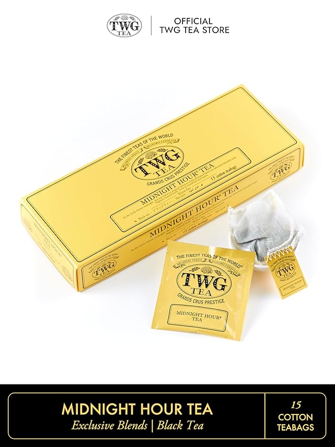 TWG Tea | Midnight Hour Tea | Black Tea | Fragrant Tropical Fruits | 15 Hand Sewn Cotton Teabags | Gift Set