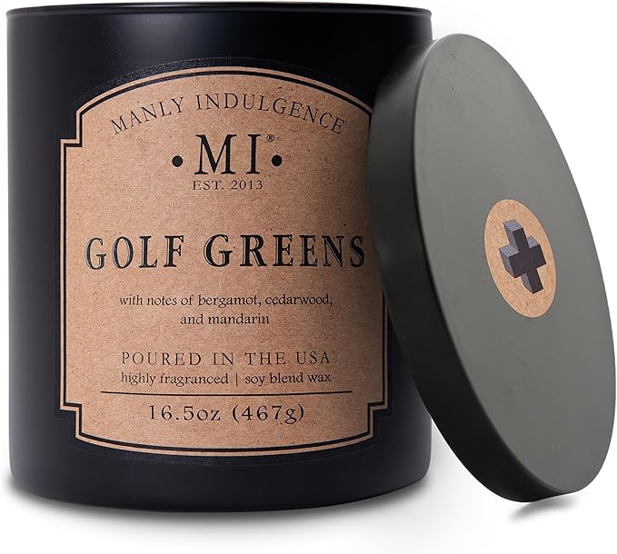Manly Indulgence Golf Greens Scented Candles for Men, 2 Wick, 16.5 oz, Premium Soy Blend Wax, 60H Burn, Candles for Home Scented - Made in The USA - Bloomnest