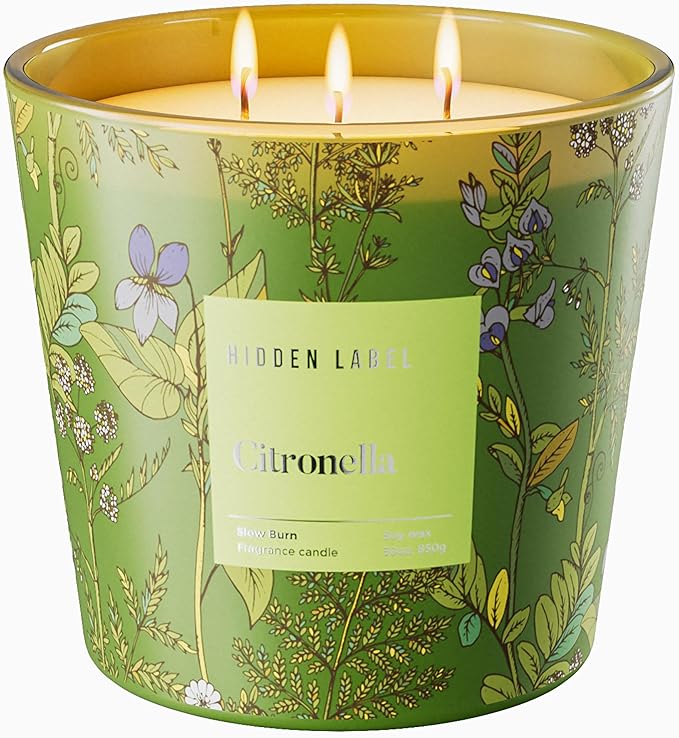 Citronella Candles Outdoor Large, 3-Wick / 30oz Large Soy Candle, Long Lasting Highly Scented,Candle for Patio, Garden & Camping, Summer Camping Huge. - Bloomnest