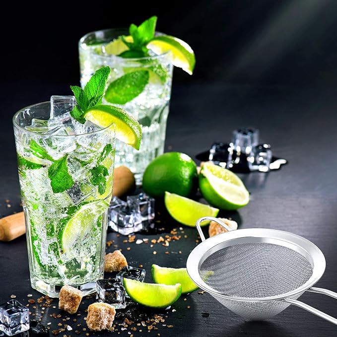 Patelai 3 Pieces Tea Strainers Cocktail Strainer Stainless Steel Fine Mesh Strainer Colander Conical Food Loose Tea Filter Practical Bar Colander Tool - Bloomnest