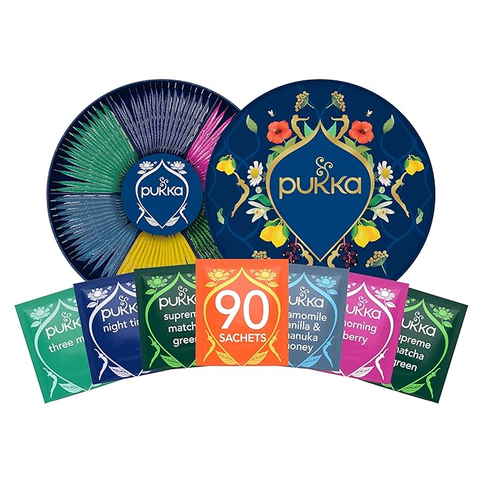 Pukka Luxury Herbal Tea Sampler Box, Organic Tea For Everyday Wellness, Ideal Gift Set for Special Occasions, Holidays, Birthdays & Anniversaries, 90 Teabags, 6 Premium Flavors, Caffeine Free - Bloomnest
