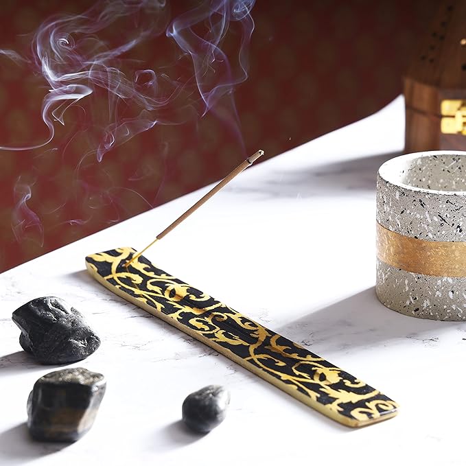 Bless-International Traditional-Handmade-Burner Wooden-Incense-Stick-Holder Ash-Catcher-Stand for-Aromatherapy-Meditation-Yoga (Beautiful Mind) 10 Inches, Pack of 2 - Bloomnest
