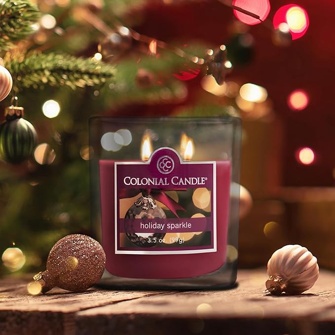 Colonial Candle Holiday Sparkle Scented Jar Candle, 2 Wick, 3.5 oz, Mottled Wax Candle - Bloomnest