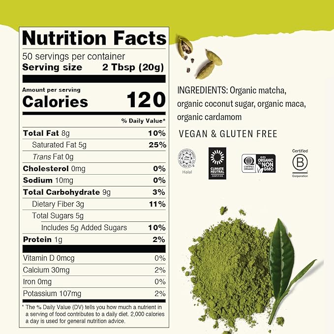 Numi Organic Matcha Maca Latte Powder – Green Tea Matcha Latte Mix with Adaptogens & Antioxidants – Vegan & Gluten Free, 2.5 oz (Makes 17 Cups) - Bloomnest