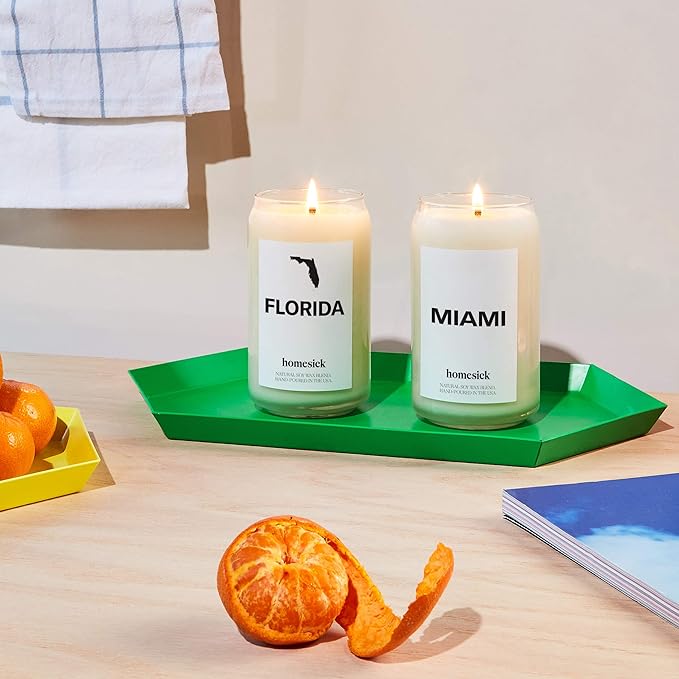 Homesick Scented Candles for Home (Florida) - 13.75 oz Long-Lasting Soy Wax Jar Candle for Women & Men for All Occasions, 60-80 Hours Burn Time - Notes of Moss & Bergamot - Bloomnest