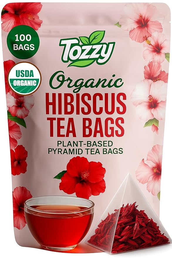 Tozzy Organic Hibiscus Tea – 100 Count, Plant-Based Pyramid Tea Bags - Bloomnest