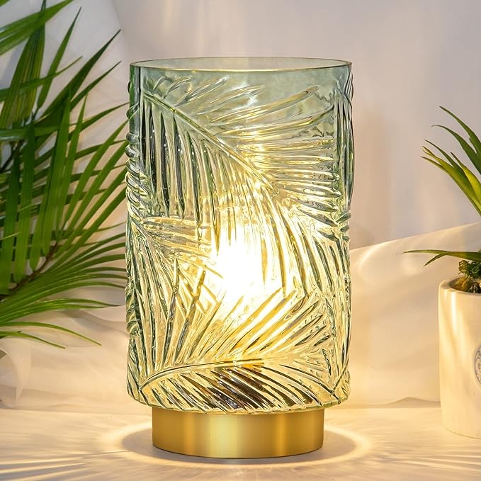 Battery Operated Table Lamp, Cordless Lamps for Home Decor, Battery Powered Nightlight with LED Bulb with Timer, Decorative Lights for Living Room Bedroom Tabletop Entryway Centerpiece Gift(L LGreen) - Bloomnest