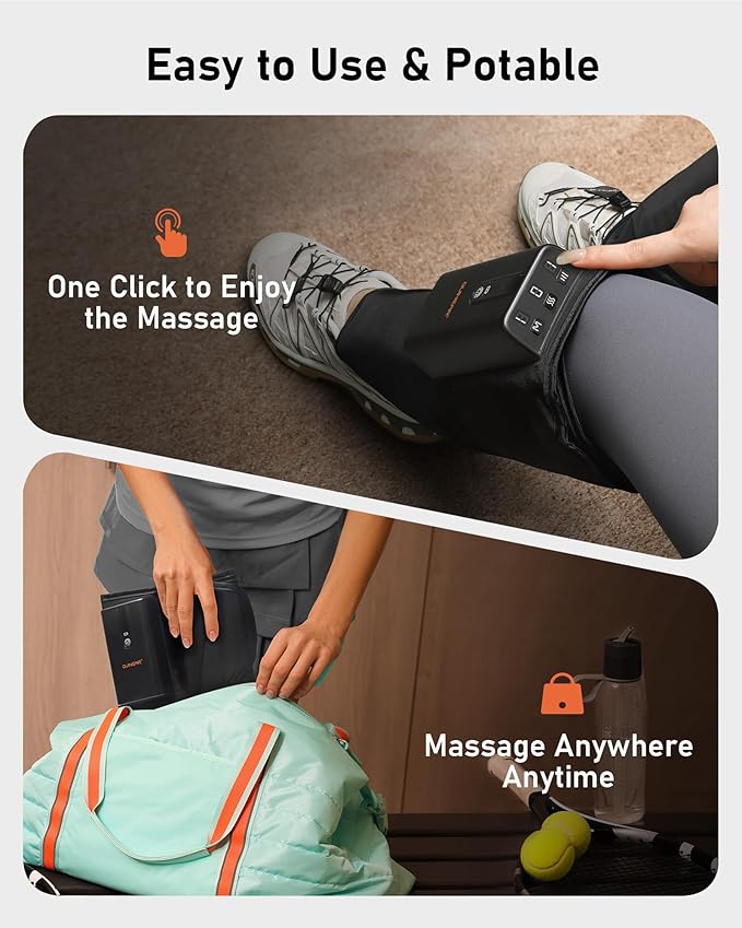 QUINEAR Cordless Calf Massager with Heat and Compression, Leg Massager for Circulation and Pain Relief, Portable Leg Massager with 3 Intensities & 3 Modes, Fast Recovery for Swelling, RLS - Bloomnest