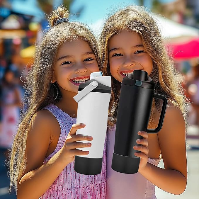 Mity rain 2PCS Protective Silicone Boots for Owala 30oz & 40oz FreeSip Sway Bottles & Tumblers - Accessories for owala, Enhances Stability & Prevents Scratches (Black) Mityrain