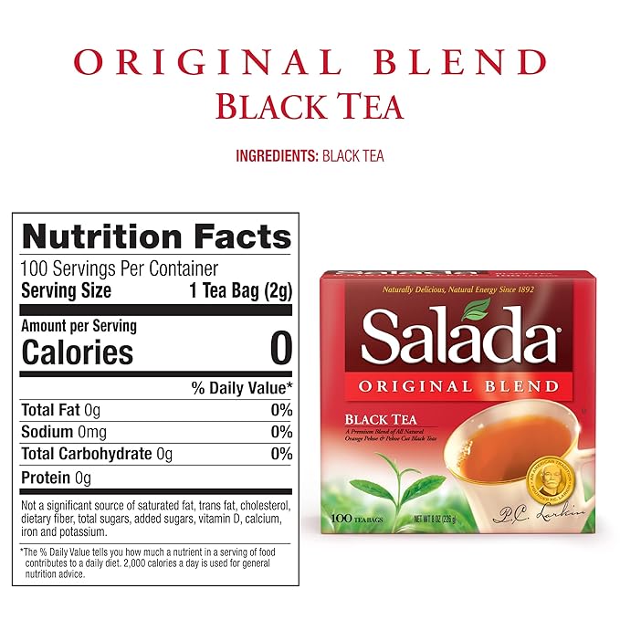 Salada Black Tea Blended Bold Strong Black Tea with 100 Tea Bags Per Box (Pack of 6) Contains Caffeine Brew Hot Naturally Flavored Rich in Antioxidants Original Blend Tea - Bloomnest