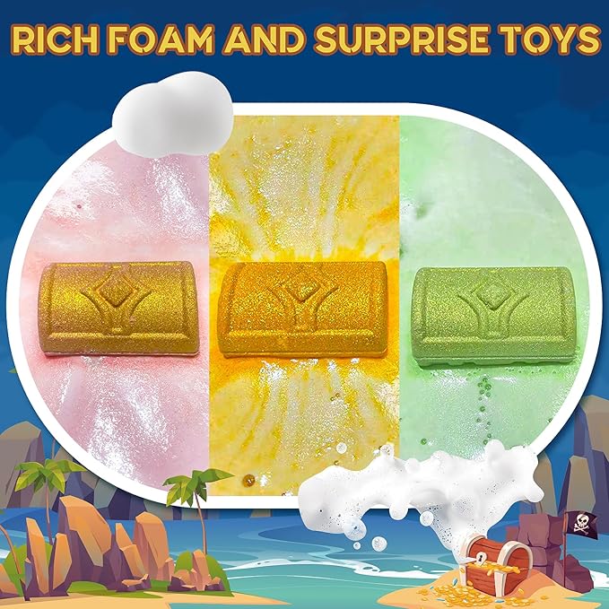 Bath Bombs for Kids with Surprise Inside, 9 Pack Kids Bath Bombs with Treasure Chest Toys Gift Set, Fizzy Bath Salt Balls, Perfect Birthday, Halloween, Or Holiday Gift for Boys and Girls - Bloomnest
