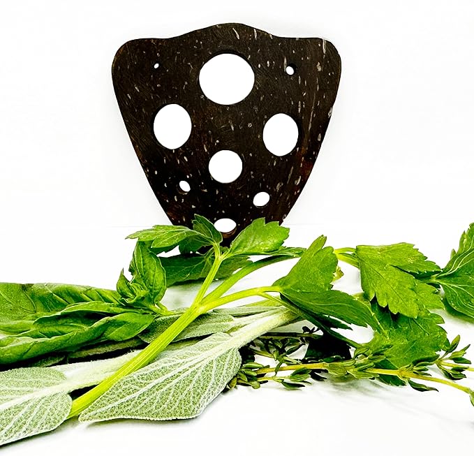 All-Natural Herb Stripper Tool for Fresh Herbs | 9-Hole Kale, Rosemary and Thyme Peeler | Eco-Friendly Kitchen Gadget | Metal & Plastic Free Herb Stripping Tool for Cilantro, Basil, Chard & More - Bloomnest