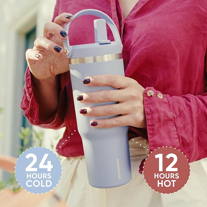 Hydrapeak Nomad 32 oz Tumbler with Handle and Straw Lid, Leakproof, Double Insulated, 32oz Cup, Stainless Steel | Navy - Bloomnest