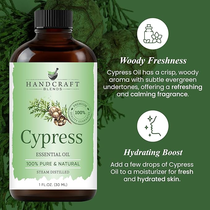 Handcraft Blends Cypress Essential Oil – 1 Fl Oz – 100% Pure and Natural – Premium Grade Essential Oil for Diffuser and Aromatherapy, Skin, Massage, Candle and Soap Making Fragrance - Bloomnest