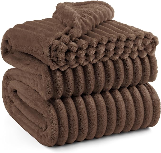 Bedsure GentleSoft Brown Fleece Blanket for Couch - Cozy Soft Blankets for Women, Cute Small Throws for Girls, 108x90 Inches - Bloomnest