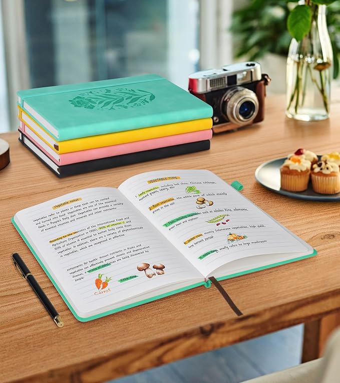 Lined Journal Notebook for Women, A5 Green Hardcover Leather Journals for Writing, 200 Pages Travel Daily Journal,Thick College Ruled Notebook for Work School, Note Taking, Business 5.75'' X 8.38'' - Bloomnest