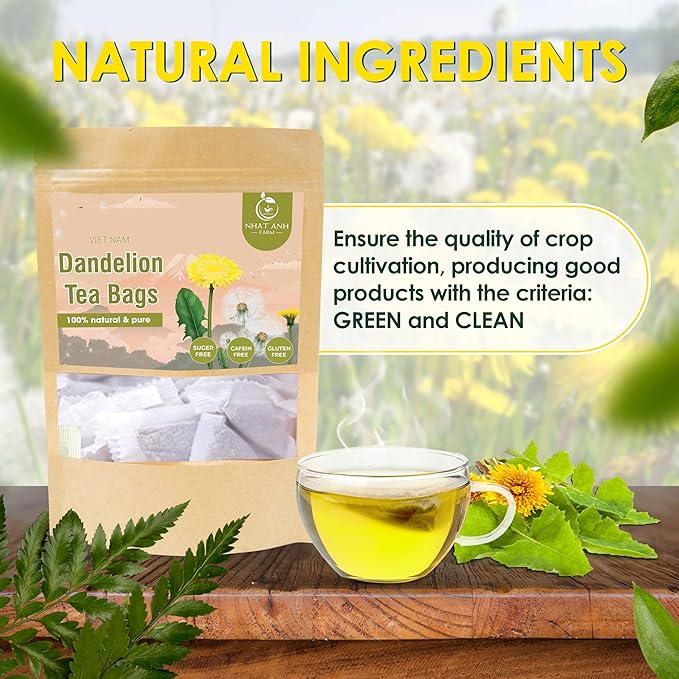 NHAT ANH FARM - Premium Dandelion Tea Bags, 40 Tea Bags, 100% Natural Dried Dandelion Leaves, Naturally Sweet Herbal Tea, Sugar-Free, Caffeine-Free, No Additives. - Bloomnest
