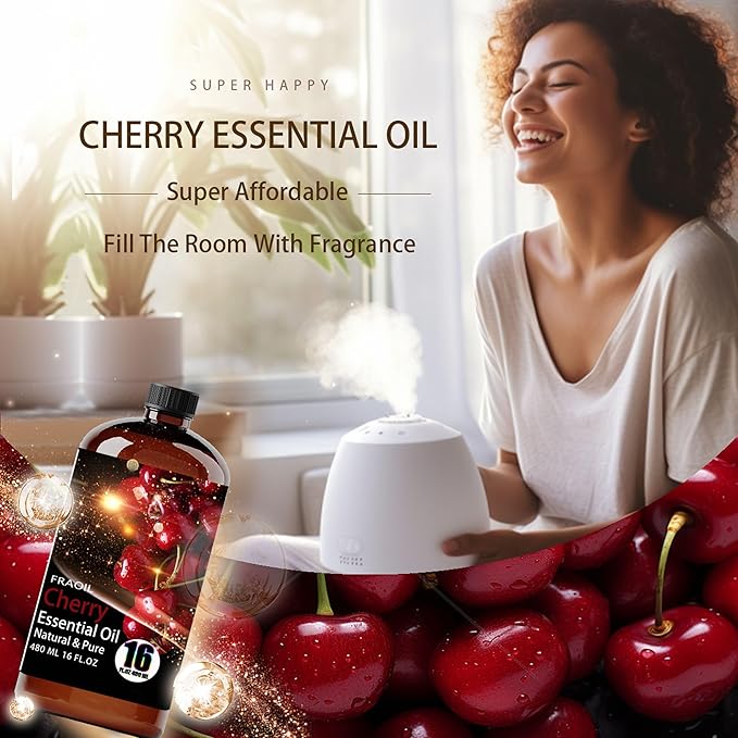 Cherry Essential Oil, Cherry Oil 16 Fl Oz 480 ML for Diffuser Humidifier Yoga Cleaning DIY Candle Soap Making Perfume Gift for Women Essential Oils - Bloomnest