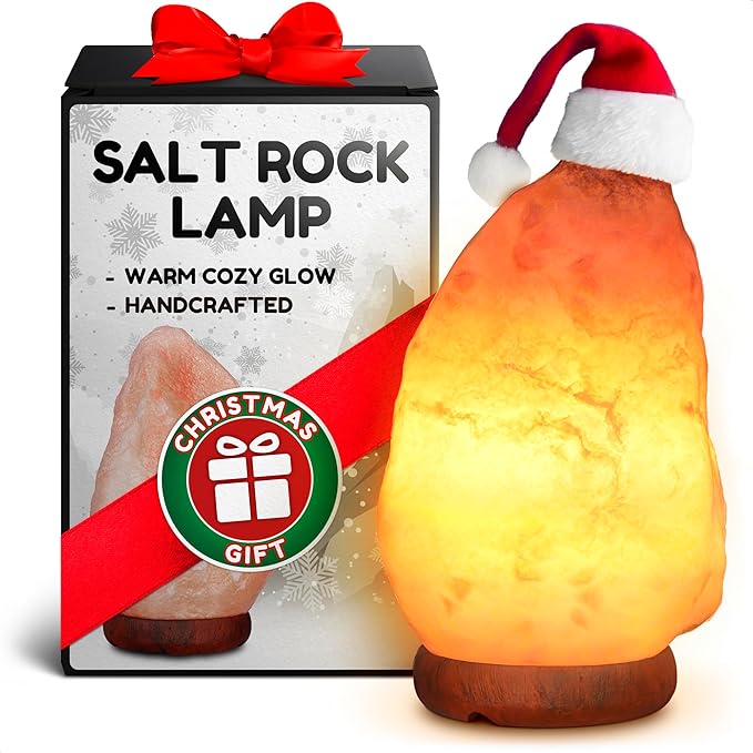 Himalayan Salt Rock Lamp with Dimmer – Hand-Carved Himalayan Salt Lamp 5.5–7 Inch (3-5.5 Lbs) with Wooden Base, Cord & Bulb – Adjustable Warm Amber Glow for Bedroom, Living Room, or Meditation Space