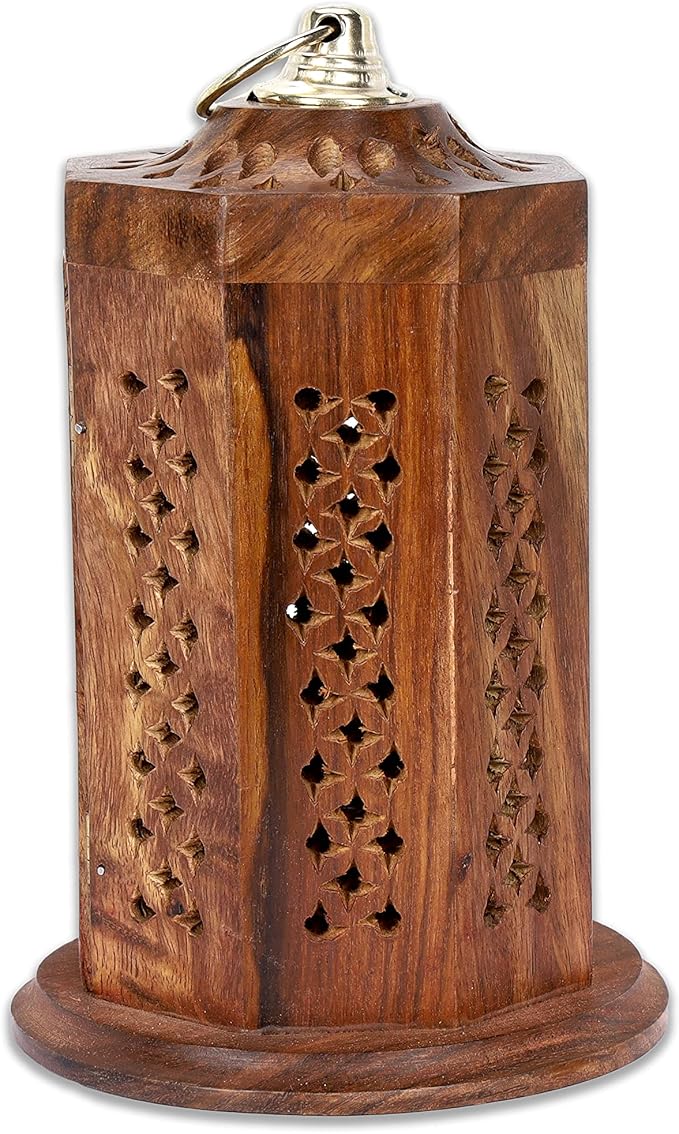 Bless-International Traditional-Handmade-Burner Wooden-Incense-Stick-Holder Ash-Catcher-Stand for-Aromatherapy-Meditation-Yoga (7 Inch Letter Box Wooden Charcoal/Cone) - Bloomnest