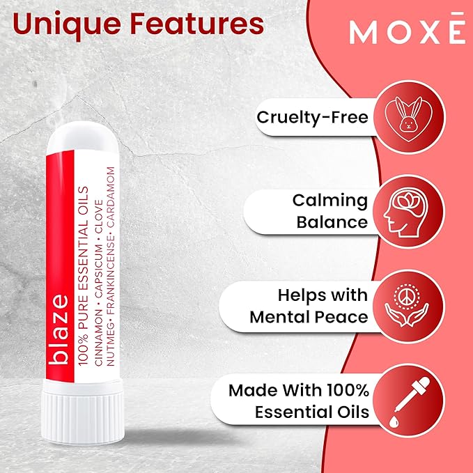 MOXE Blaze Nasal Stick | Calming Comfort + Mental Balance | Thieves Oil Inhaler Provides Soothing Spicy Sensation | Aromatherapy Inhaler with 100% Pure Essential Oils, Frankincense (1 Pack) - Bloomnest